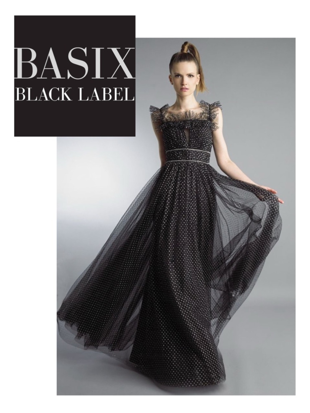 BASIX BLACK LABEL Metallic Dot Tulle Gown